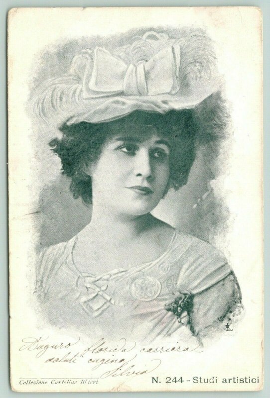 Italian Lovely Lady~Ritratto Italiano Adorabile Signora~Edwardian Cappello~1906 