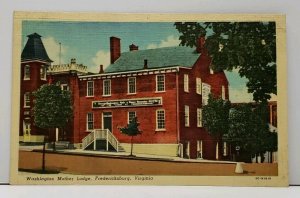 Fredericksburg Va Washington Mother Lodge Linen Postcard E2