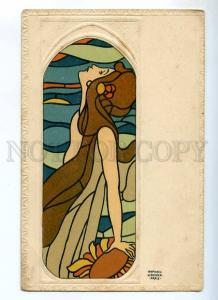 235136 ART NOUVEAU Mermaid VITRAUX by KIRCHNER vintage MMP