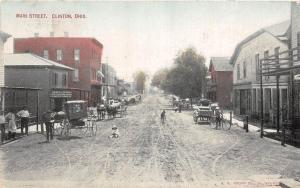 E34/ Clinton Ohio Postcard 1909 Main Street Ice Cream Soda Shop Stores