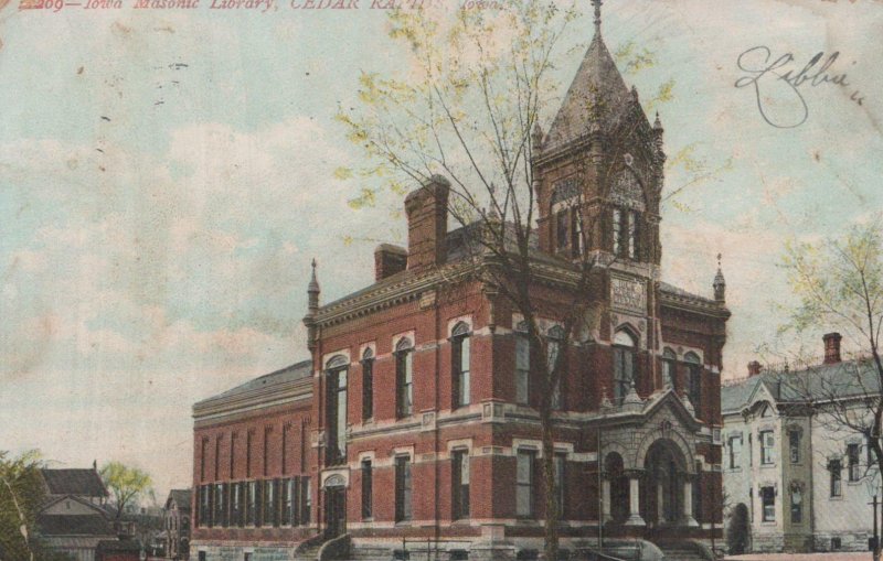 Postcard Masonic Library Cedar Rapids Iowa IA