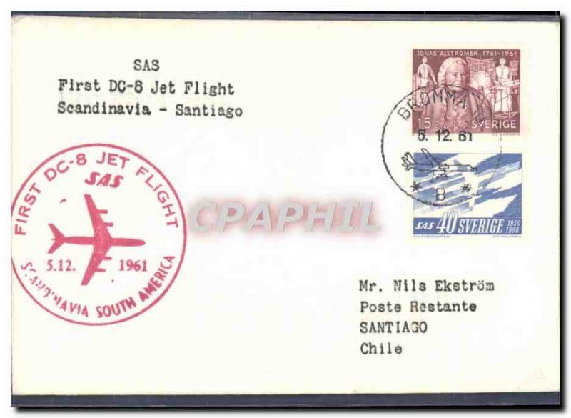 Letter SAS First Flight DC8 Scandinavia Santiago May 12 62