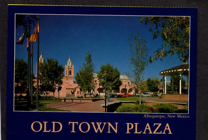 NM Old Town Plaza Albuquerque New Mexico Postcard San Felipe Church