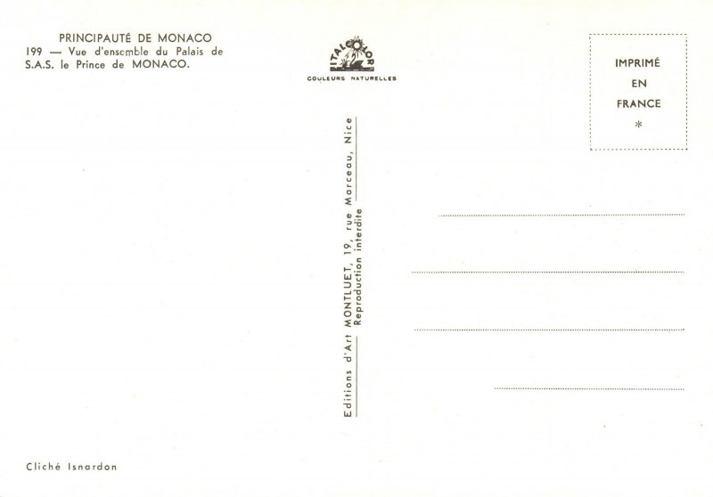 Postcard Vue D'Ensemble Du Palais De S.A.S Le Prince De Monaco