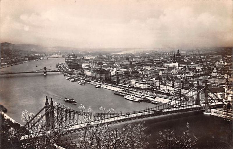 View on Danube with Elisabeth Bridge Budapest Republic of Hungary Unused 