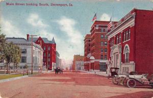 Davenport Iowa birds eye view looking south down Main St antique pc Z17614