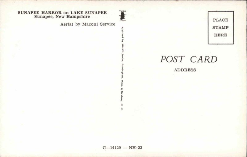 Sunapee New Hampshire NH Harbor Birdseye View c1950s-60s Postcard