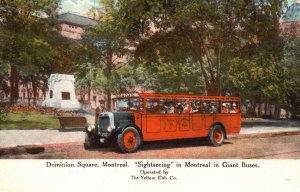 Vintage Postcard Dominion Square Sightseeing Giant Buses Montreal Canada