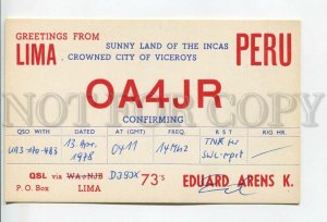 462900 1978 year Peru Lima radio QSL card