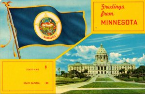 Minnesota Greetings With State Capitol and State Flag