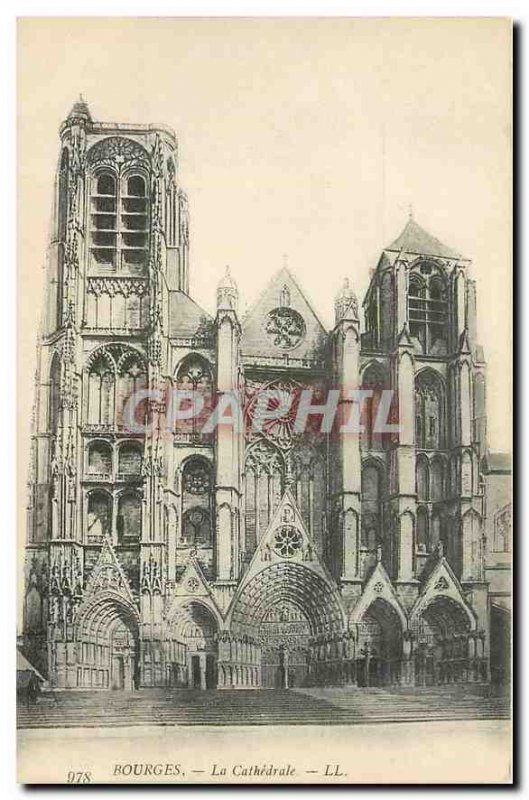 Old Postcard Bourges Cathedrale