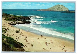 Oahu Hawaii HI Postcard Rabbit Island Aerial View Offshore 1982 Vintage Antique