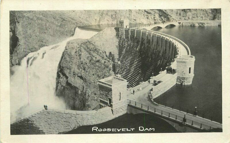 Airview Roosevelt Dam Arizona 1920s RPPC Photo Postcard 20-5988