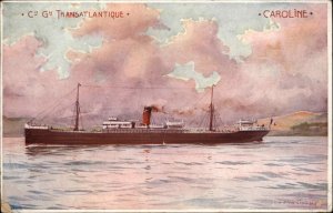 A/s Lessieux Steamer Steamship Caroline C G Transatlantique 1910 Cancel PC
