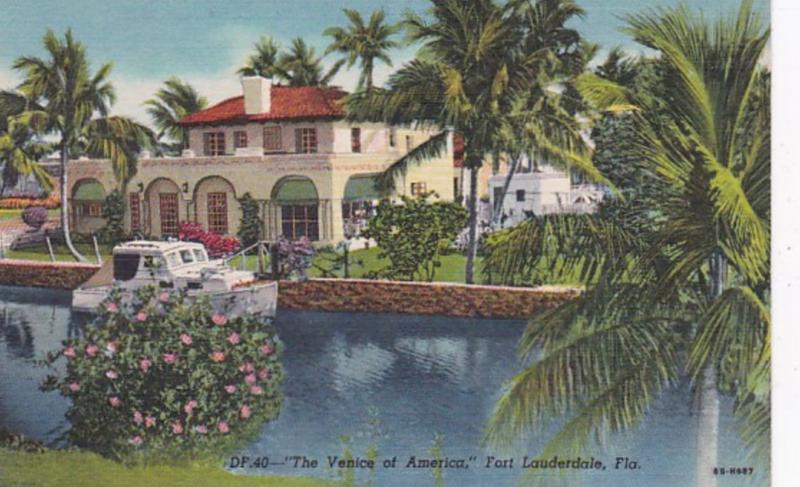 Florida Fort Lauderdale Beautiful Residence Along Canal Curteich