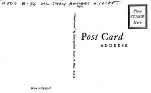 Aircraft 1950s B-36 Military Bomber Plastichrome postcard 7679
