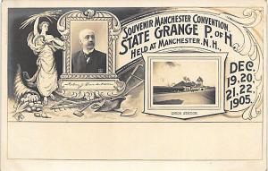 Manchester NH State Grange P. of H. Railroad Station Train Depot RPPC Postcard