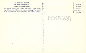 Vintage Postcard El Cortez Hotel Building West Second St. Reno Nevada Structure