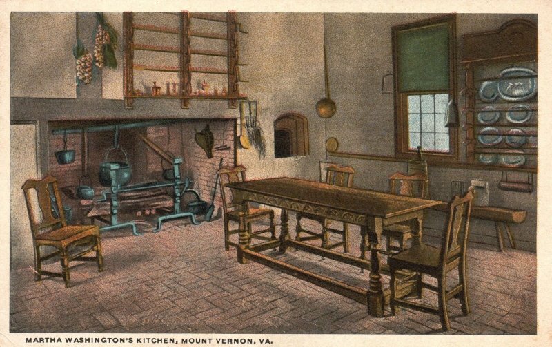 Vintage Postcard Martha Washington's Kitchen Mount Vernon Virginia B. S. Reynold