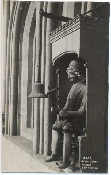 RPPC of Jack Blandiver at Wells Cathedral, Somerset, England, UK