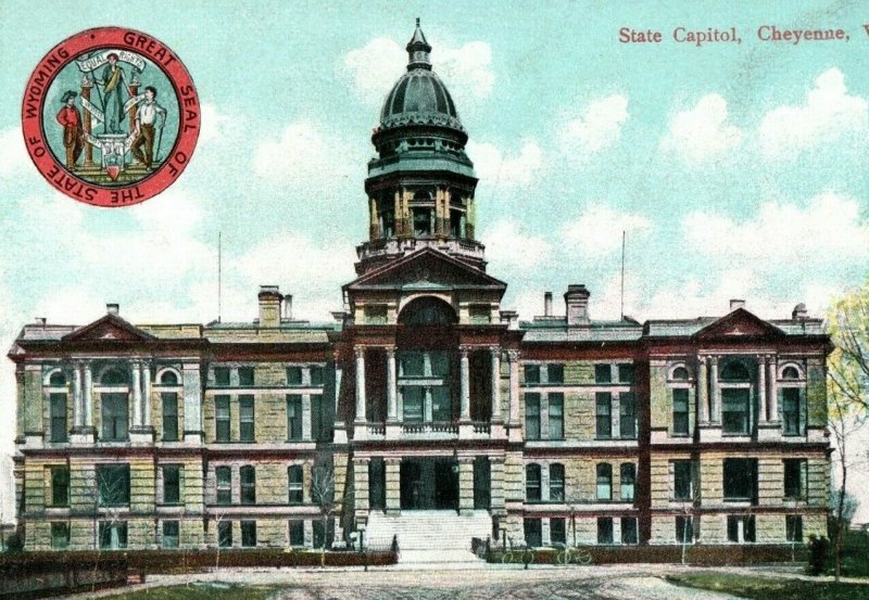 Vintage Great Seal of Wyoming State Capitol Building Cheyenne, WY P164 