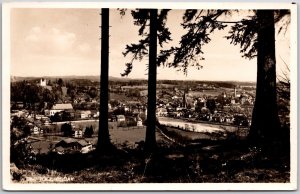 Bad Tolz Obban Germany Trees Residential Houses Real Photo RPPC Postcard