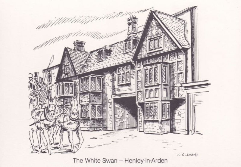 The White Swan Henley In Arden Warwickshire Pub Painting Postcard