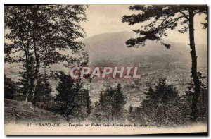 Old Postcard Saint Die View Taking Rock Saint Martin between trees