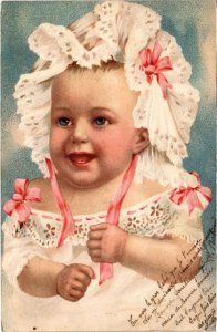 CPA AK Baby in White Dress - Embossed - Artist Signed CHILDREN (1292753)