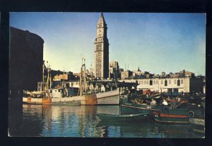 Boston, MA/Mass/Massachusetts Postcard, Boston Harbor, Fleet, Custom House Tower