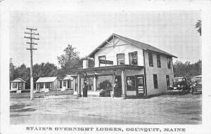 Ogunquit ME Stair's Overnight Lodges Gas Station Pumps Postcard