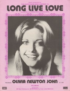 Olivia Newton John Long Live Love Eurovision Song Contest Sheet Music