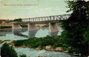 Vintage Postcard Mohawk River Bridge Amsterdam NY Montgomery County