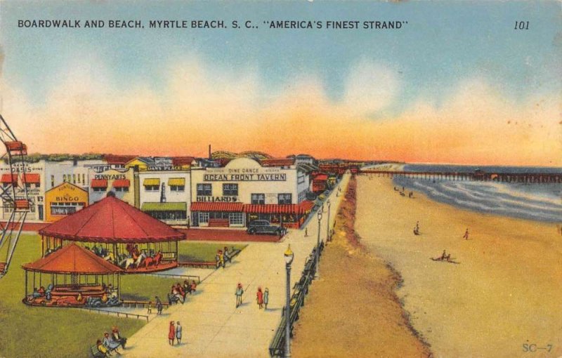 Myrtle Beach South Carolina scenic view boardwalk and beach antique pc ZA440839