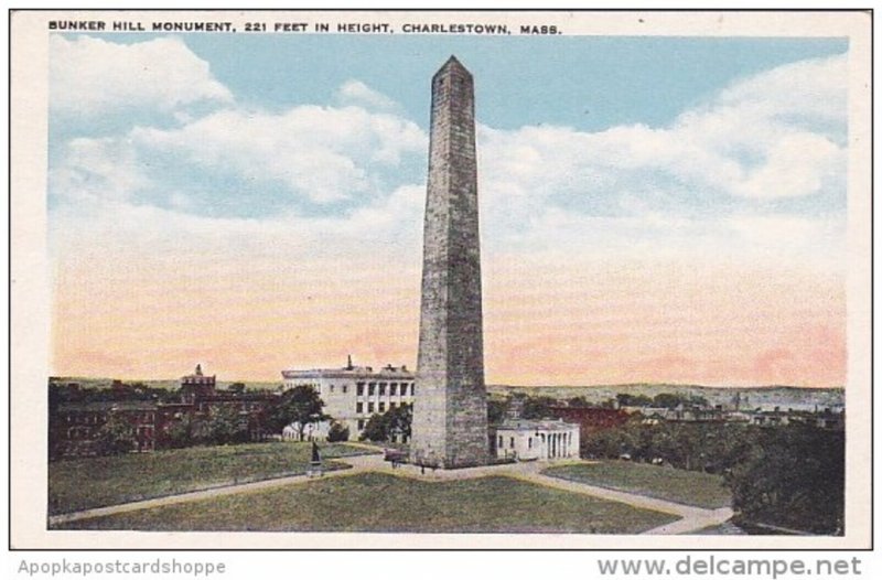 Massachusetts Charlestown Bunker Hill Monument 221 Feet In Height