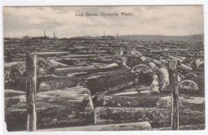 Log Boom Logging Lumber Industry Olympia Washington 1910c 