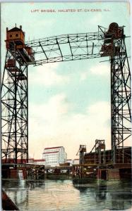 CHICAGO, IL Illinois    HALSTED ST  LIFT BRIDGE   1909    Postcard