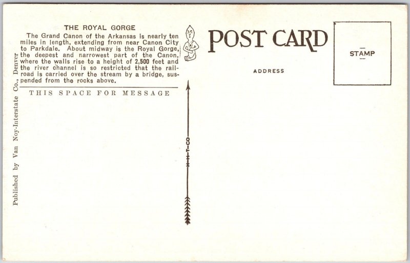 Going Through Royal Gorge Bridge Colorado CO Stream Granite Cliffs Postcard