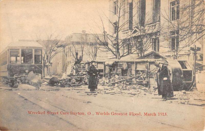 Dayton Ohio Flood Wreckage Scene Antique Postcard K78977