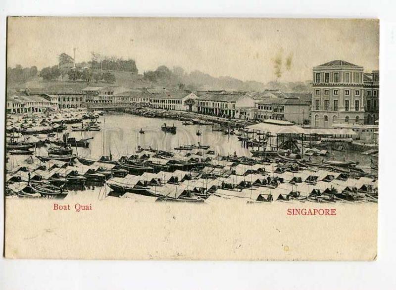 271054 SINGAPORE Boat Quai Lambert & Co 1907 year RPPC