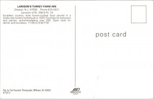 Larison Turkey Farm Inn Chester NJ New Jersey Dining Room VTG Postcard UNP 
