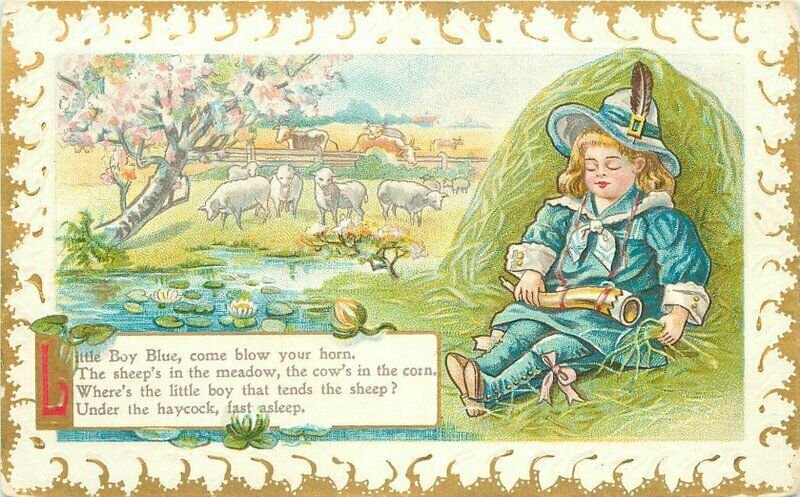 C1910 Children's Nursery Rhyme Boy Blue Artist impression Postcard 22-2976 