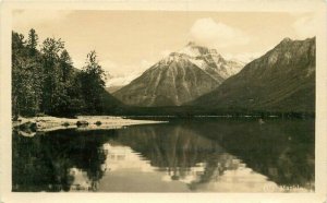 Glacier NP Lake Macdonald Montana Reflection 1920s RPPC Photo Postcard 21-1730