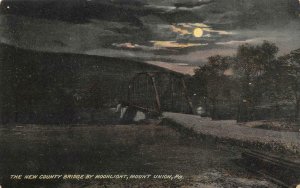 MOUNT UNION, PA Pennsylvania  NEW COUNTY BRIDGE Night~Full Moon c1910's Postcard