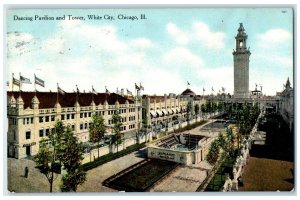 1909 Aerial View Dancing Pavilion Tower White City Chicago Illinois IL Postcard