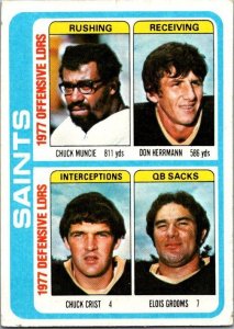 1978 Topps Football Card '77 Team Leaders Muncie Crist Grooms Saints sk7441