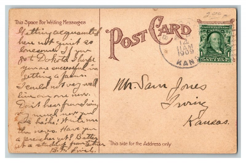 Postcard Woman Chasing Man Policeman ©1908 Vintage Standard View Comic Card