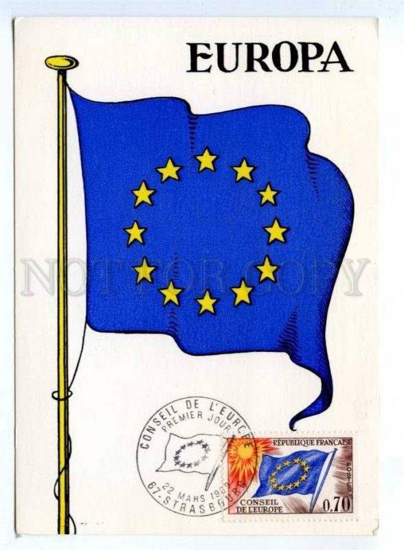 420053 FRANCE Council Europe 1969 year EUROPA CEPT FLAG First Day maximum card