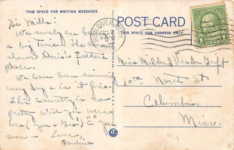 Iron River Michigan Third Street Western Union & Undertaker Vintage PC