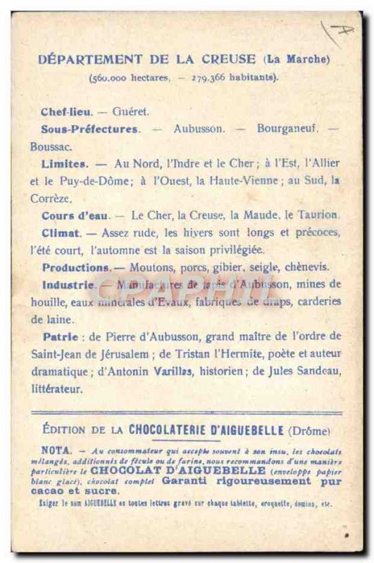 Old Postcard geographical maps of Chocolaterie & # 39Aiguebelle Creuse Chatea...
